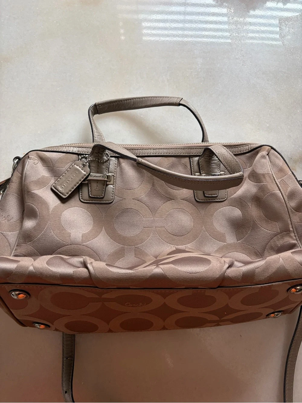 Coach Taupe Signature Satchel
